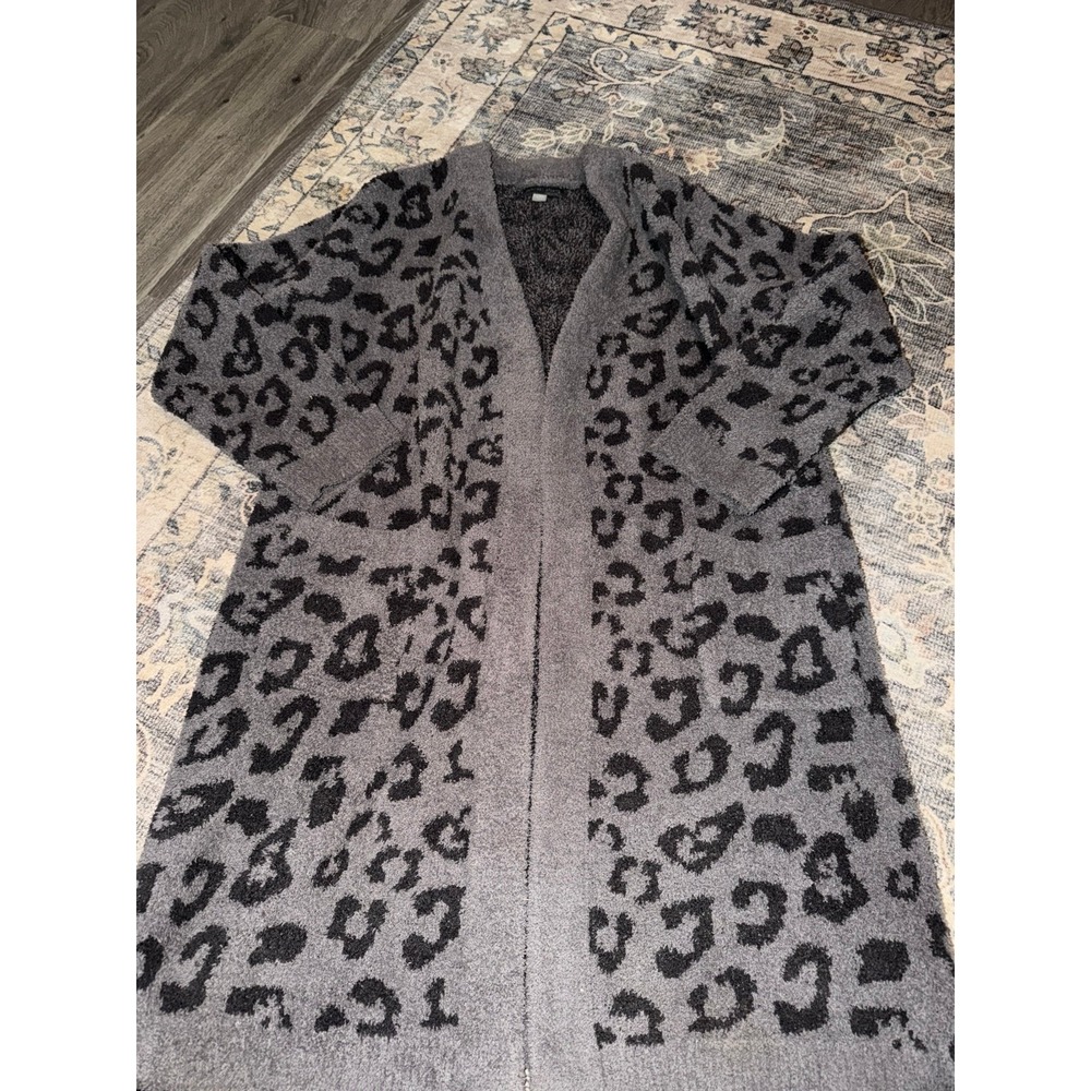 Barefoot Dreams CozyChic Leopard In The Wild Robe Charcoal Black